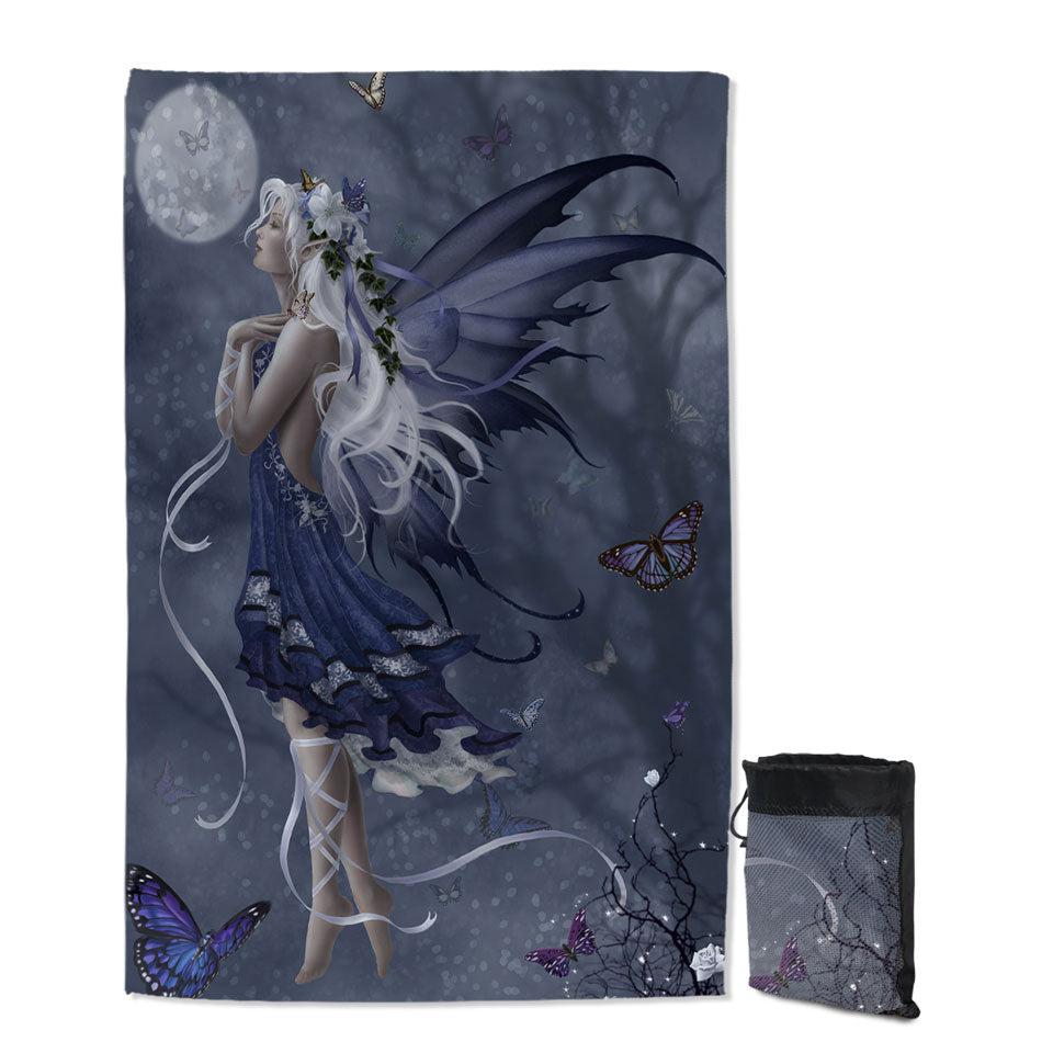 Fantasy Art Blue Nocturne Fairy Quick Dry Beach Towel