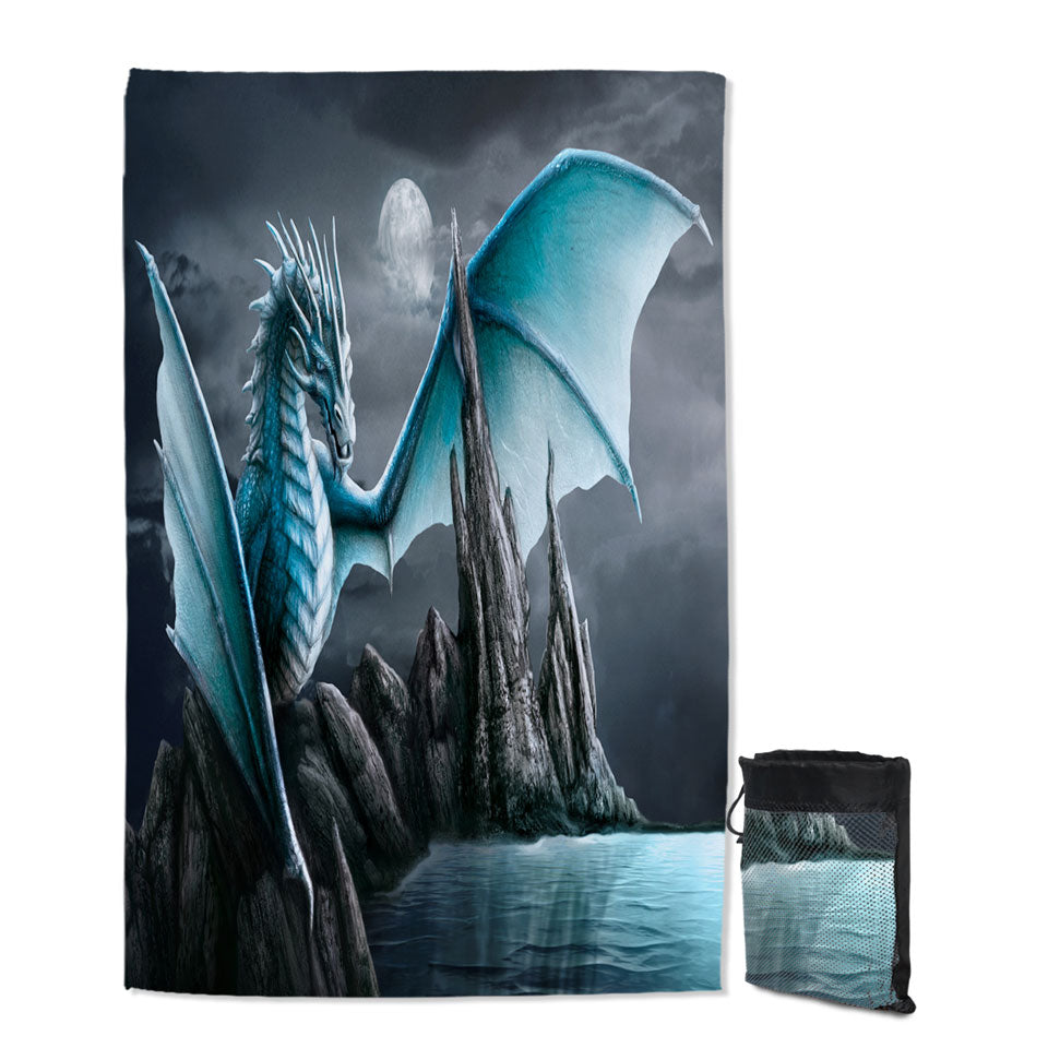 Fantasy Art Cameron Ice Blue Dragon Beach Towels