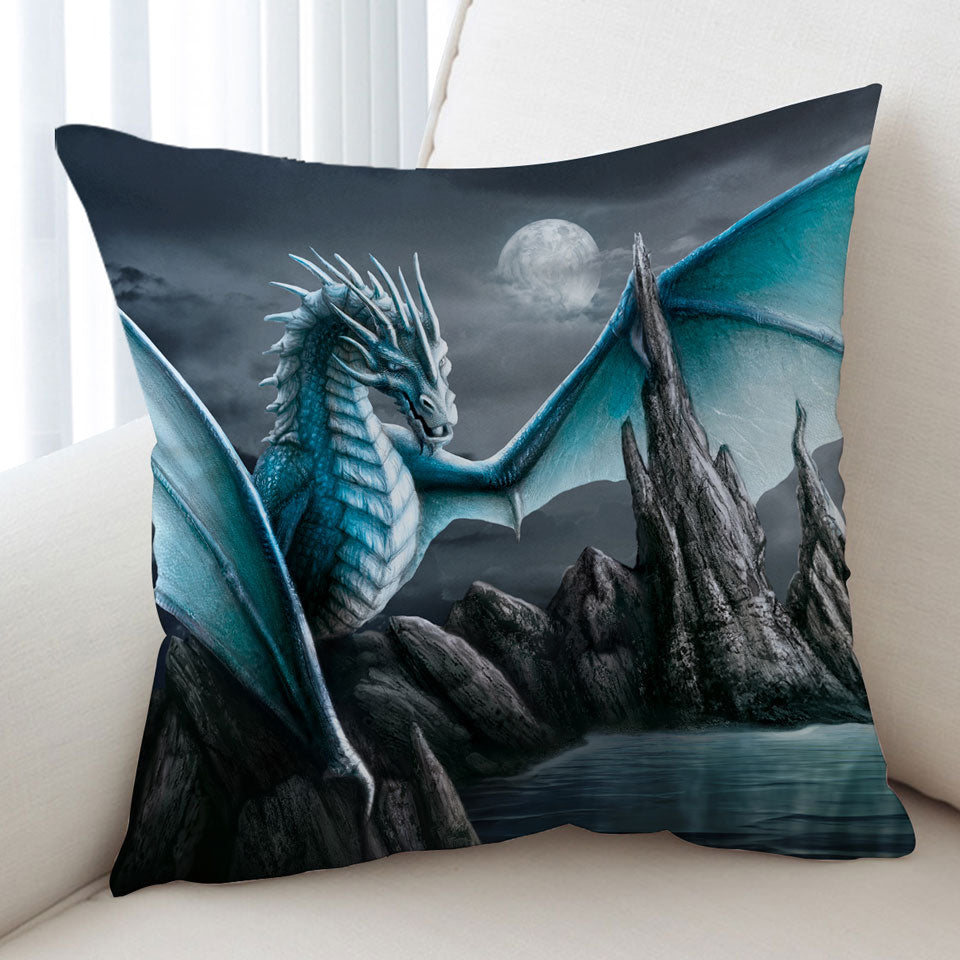 Fantasy Art Cameron Ice Blue Dragon Cushion