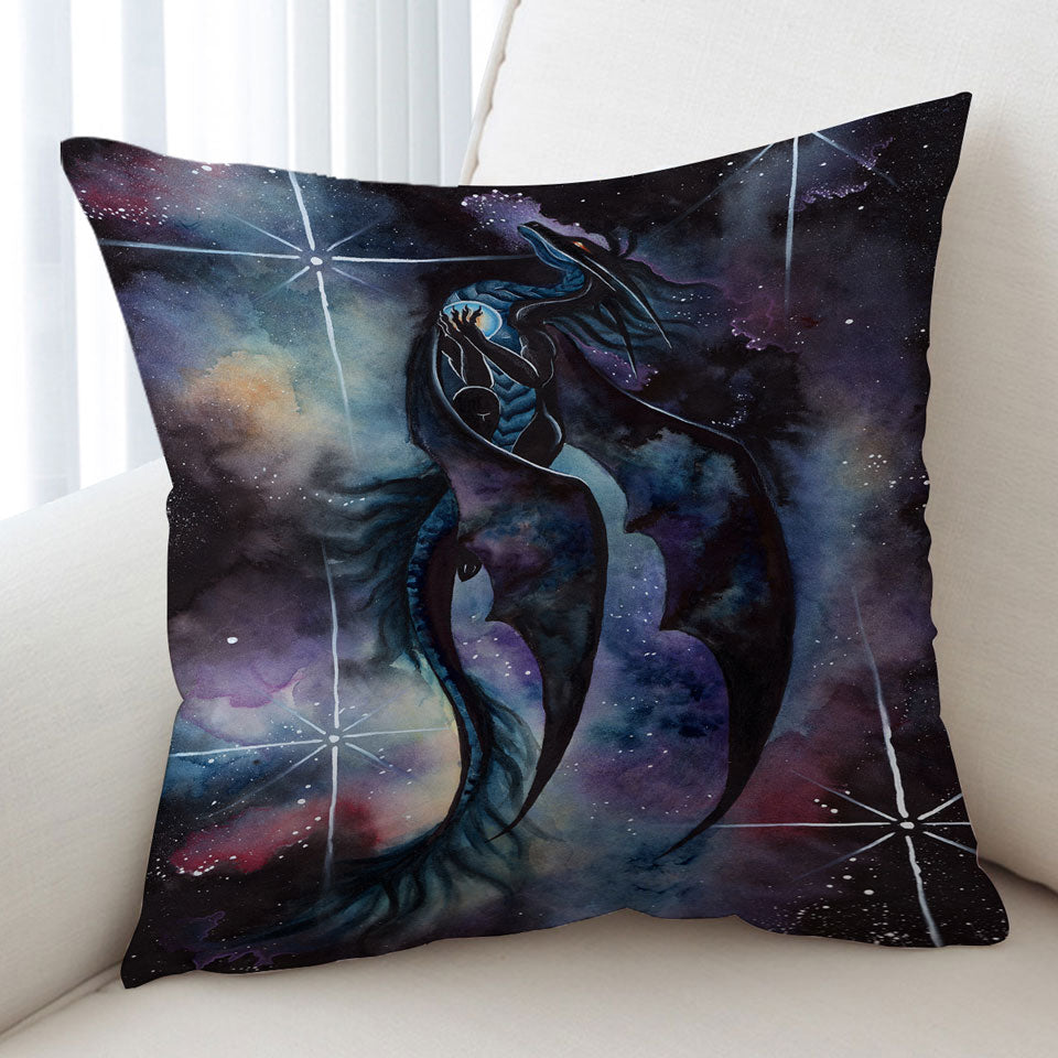 Fantasy Art Carried by Darkness Space Dragon Cushion Cover on Sale