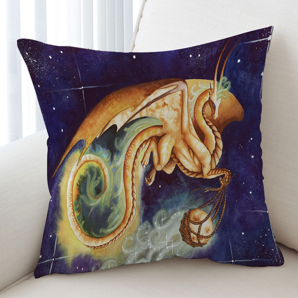 Fantasy Art Carry the Moon Dragon Throw Pillow Cover