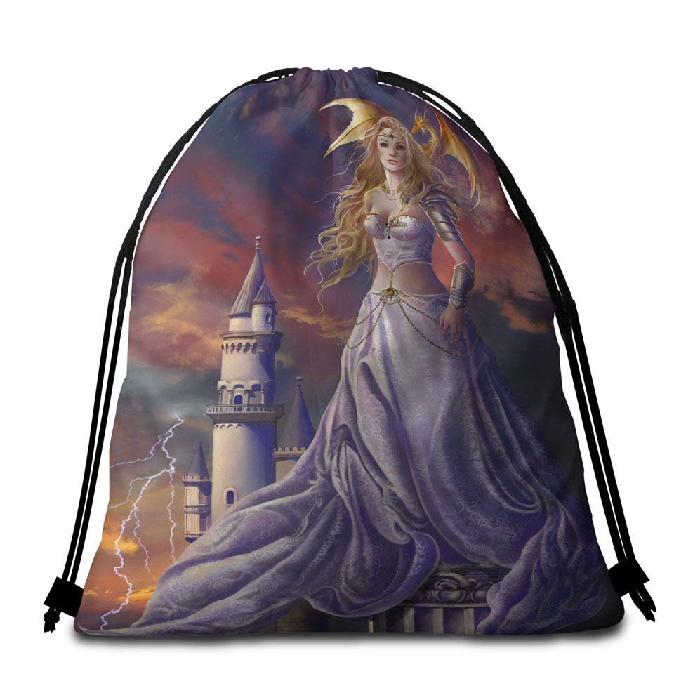 Fantasy Art Castle Beach Bags for Towels the Beautiful Dragon Princess