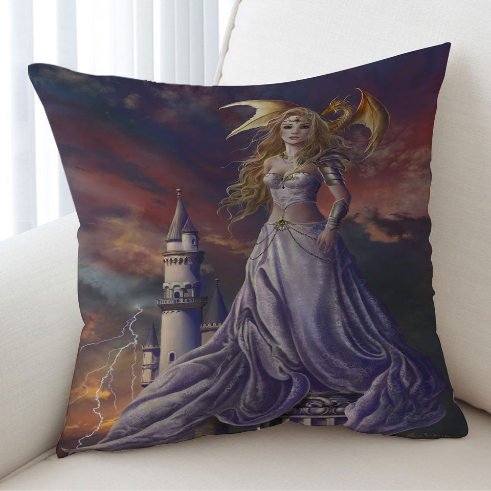 Fantasy Art Castle Cushion the Beautiful Dragon Princess