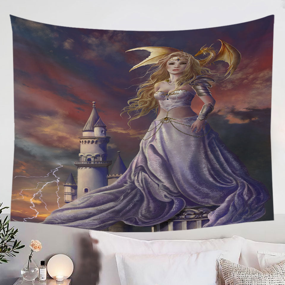 Fantasy-Art-Castle-Tapestry-the-Beautiful-Dragon-Princess