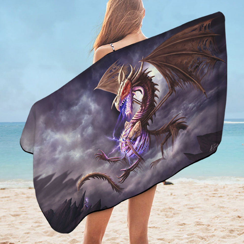 Fantasy Art Cool Bone Dragon Microfiber Beach Towel