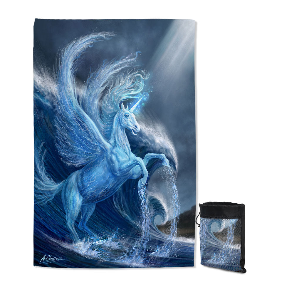 Fantasy Art Cool Water Pegasus Beach Towels