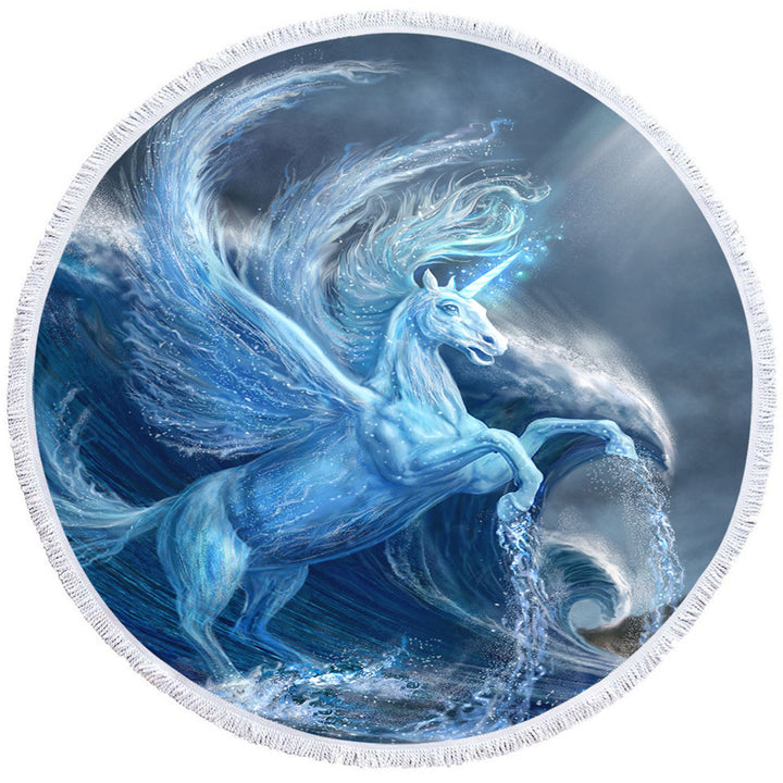 Fantasy Art Cool Water Pegasus Round Towel