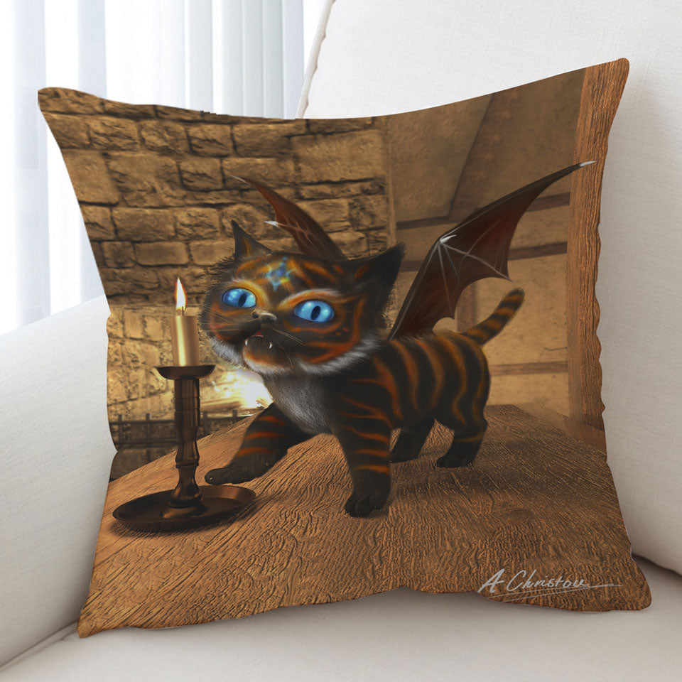 Fantasy Art Cute Dragon Cat Decorative Pillows