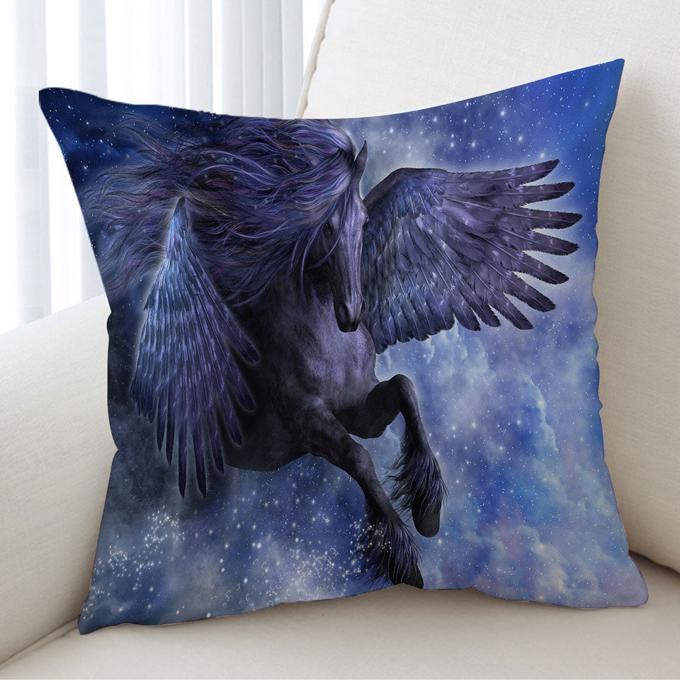 Fantasy Art Decorative Cushions the Magical Dark Angel Horse