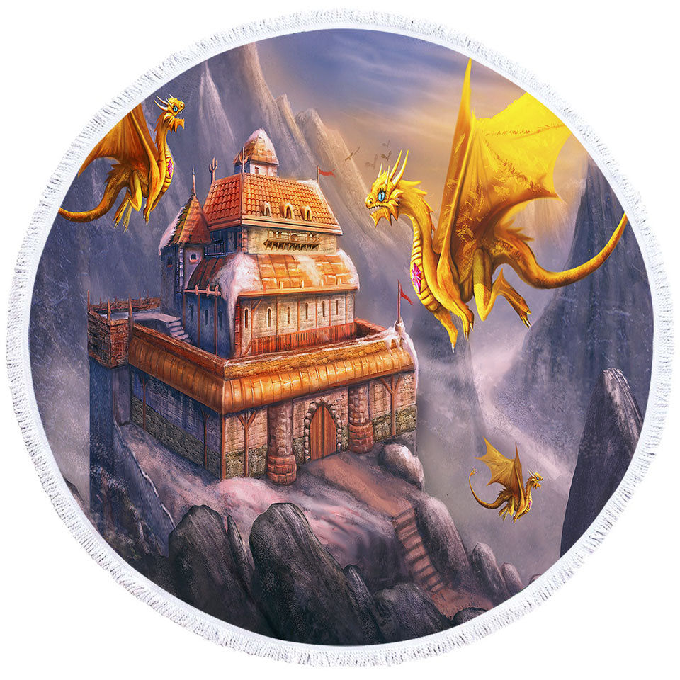 Fantasy Art Dragons Big Beach Towels Haven in the Mountains