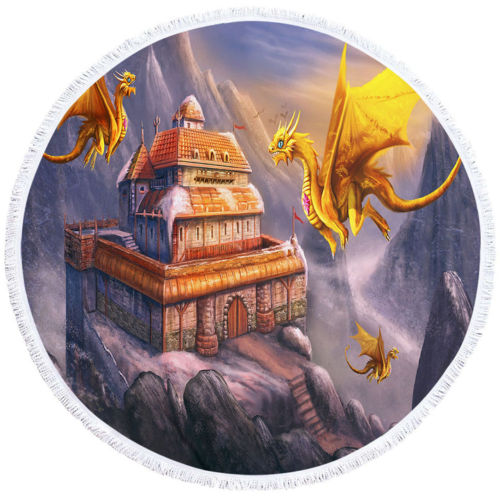 Fantasy Art Dragons Big Beach Towels Haven in the Mountains