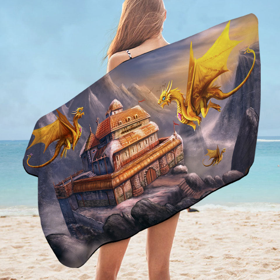 Fantasy Art Dragons Microfibre Beach Towels Haven in the Mountains