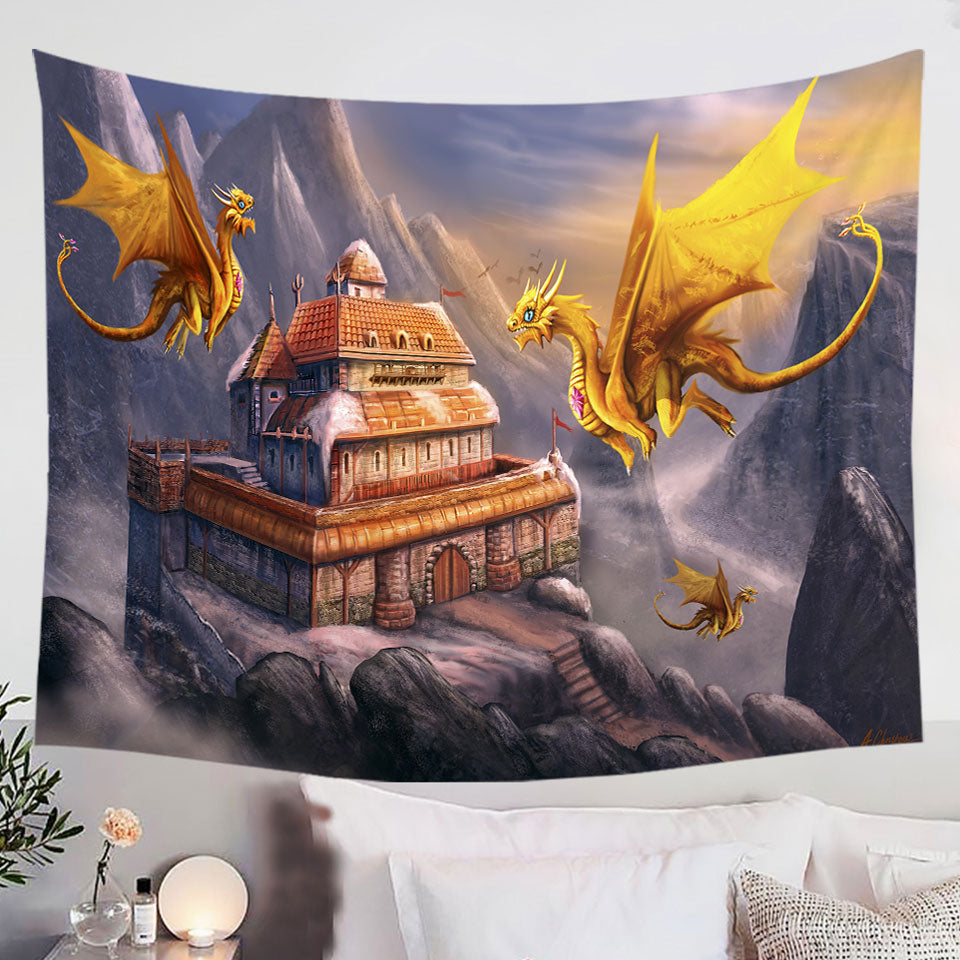 Fantasy-Art-Dragons-Tapestry-Haven-in-the-Mountains