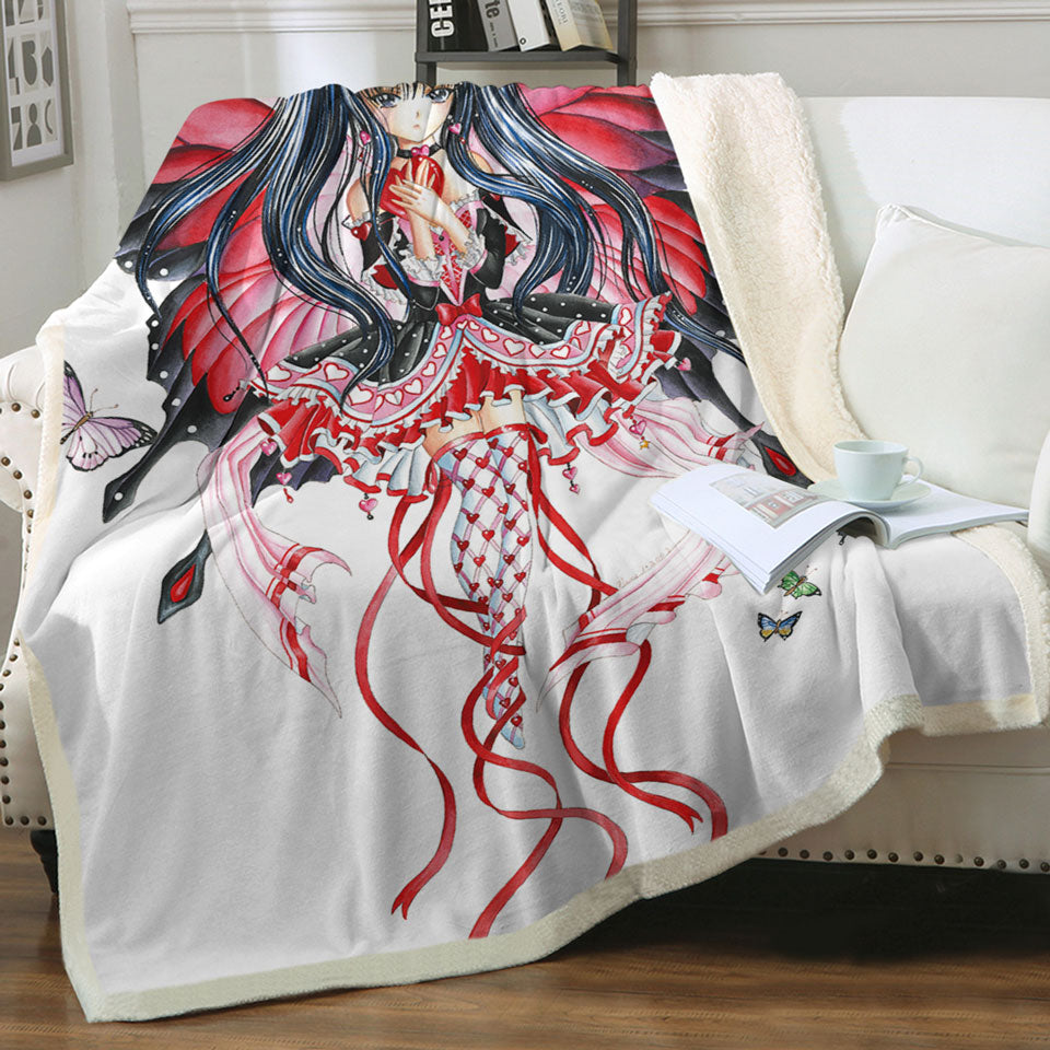 products/Fantasy-Art-Drawing-Red-Butterfly-Girl-Sofa-Blankets