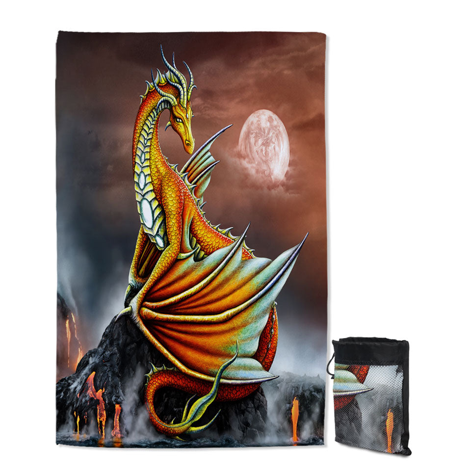 Fantasy Art Everly the Volcano Island Dragon Swims Towel