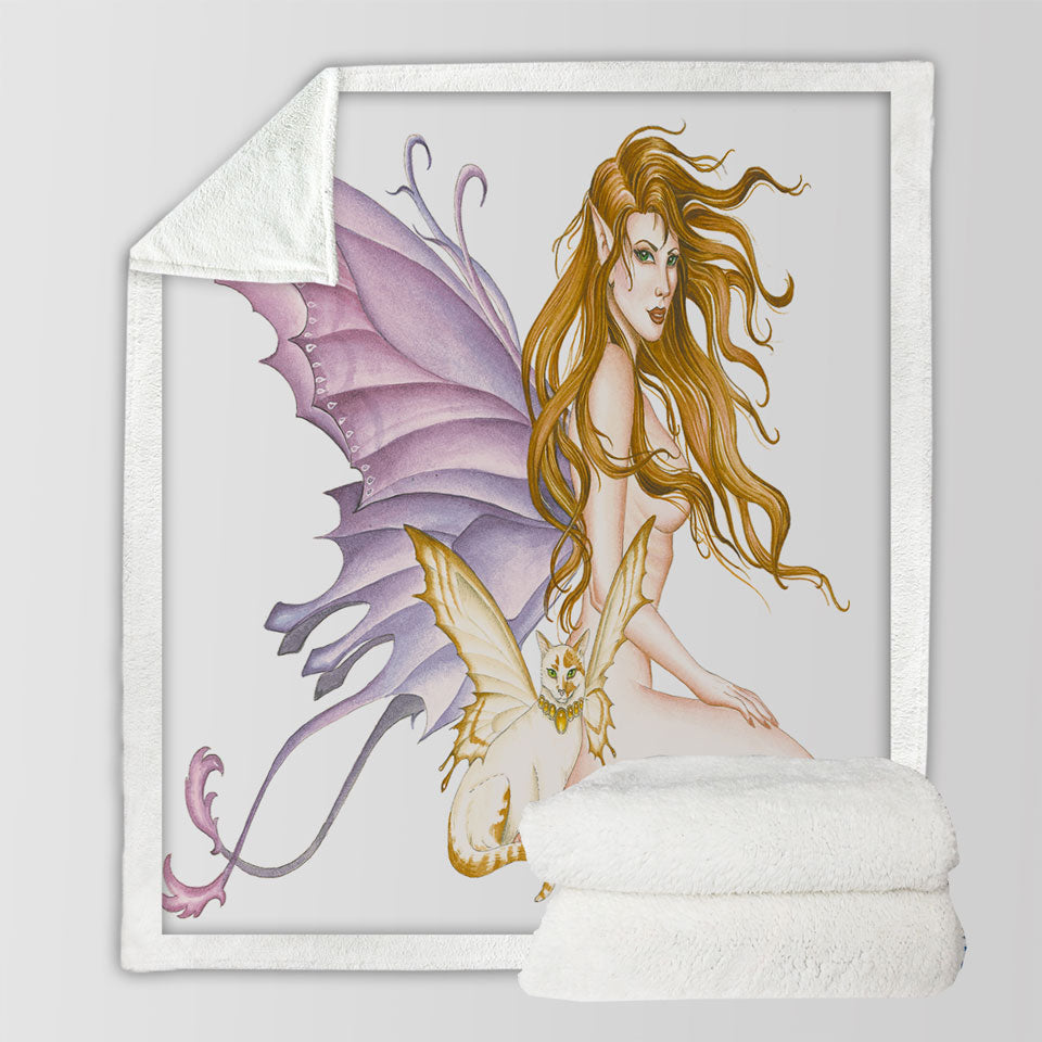 products/Fantasy-Art-Fairy-Cat-and-Amber-the-Sexy-Fairy-Fleece-Blankets