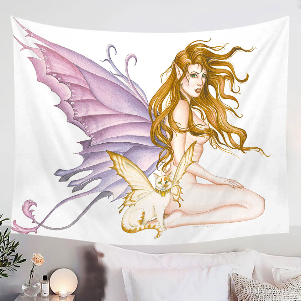Fantasy-Art-Fairy-Cat-and-Amber-the-Sexy-Fairy-Tapestry