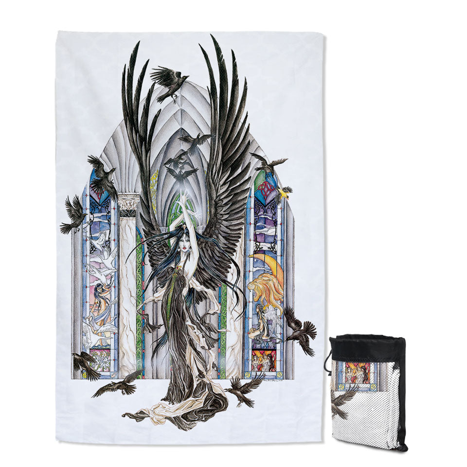 Fantasy Art Fairy of Ravens Beach Towels