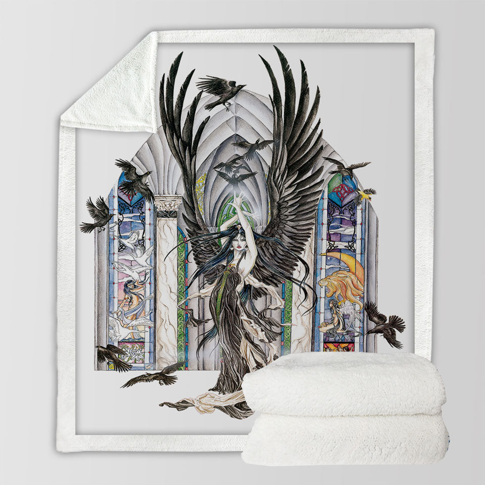 products/Fantasy-Art-Fairy-of-Ravens-Sherpa-Blanket