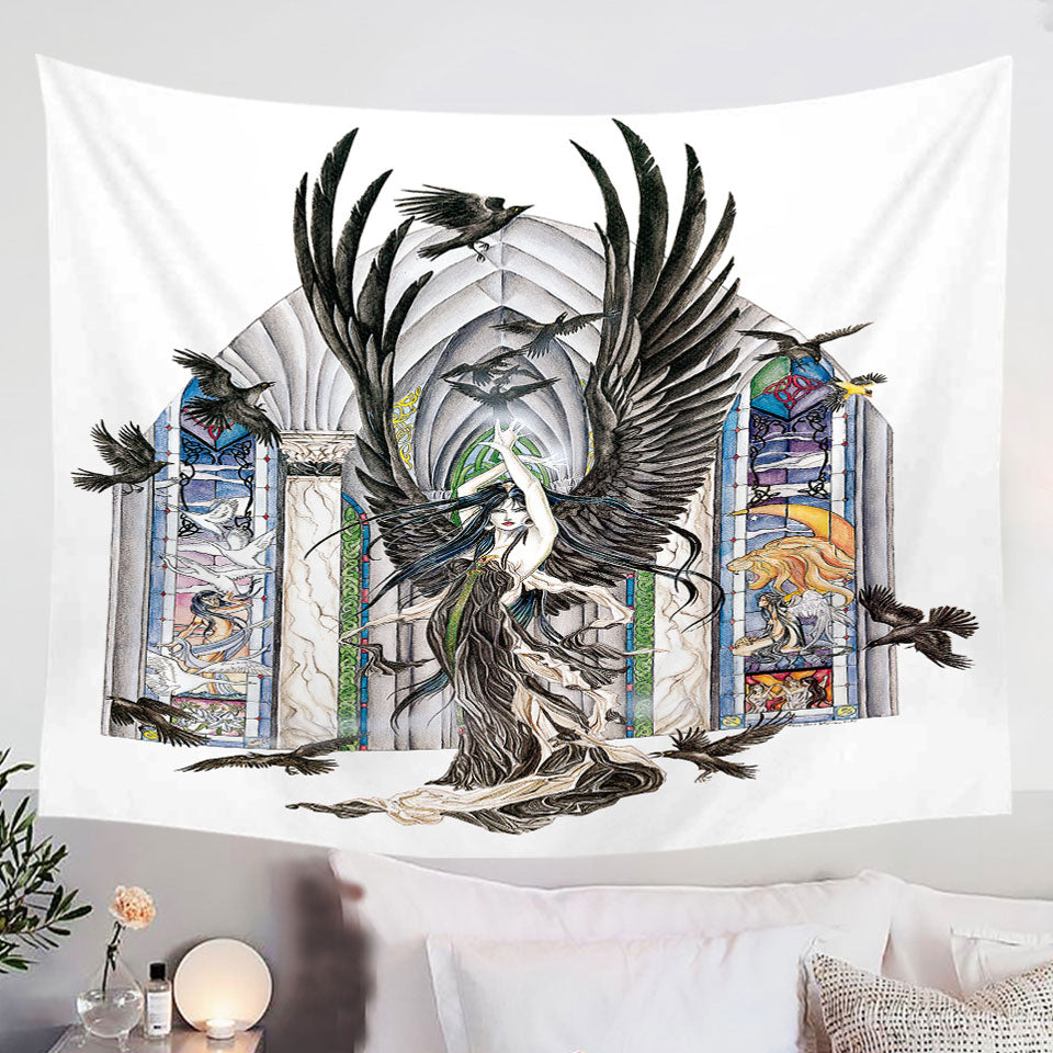 Fantasy-Art-Fairy-of-Ravens-Wall-Decor-Tapestry