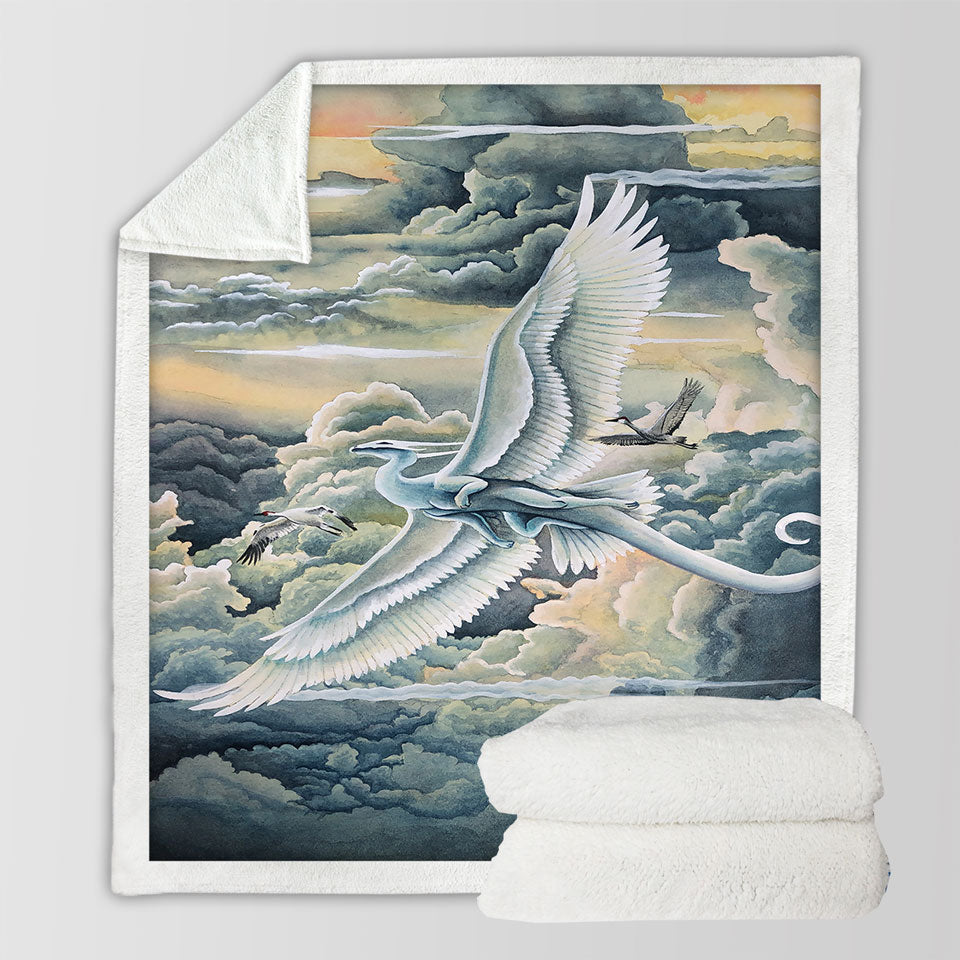 products/Fantasy-Art-Fleece-Blankets-Soaring-Wonders-Storks-and-Dragon