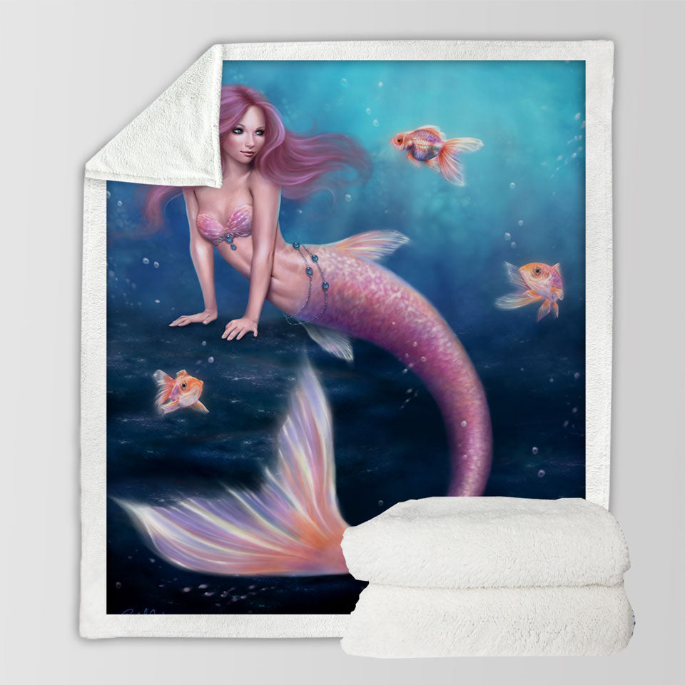 products/Fantasy-Art-Gold-Fish-and-Beautiful-Pinkish-Mermaid-Throw-Blanket