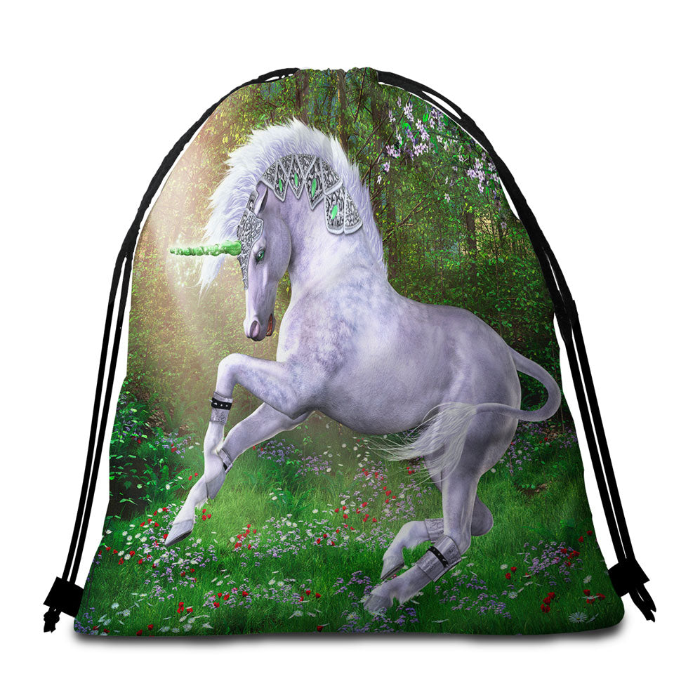 Fantasy Art Jade the Unicorn Beach Towel Bags for Girls
