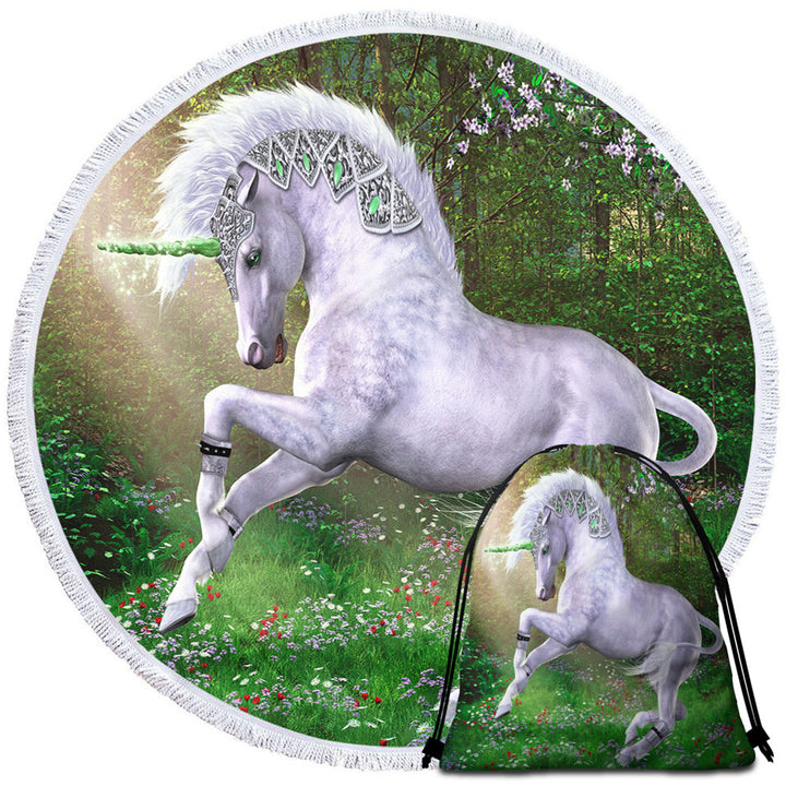 Fantasy Art Jade the Unicorn Beach Towels for Girls