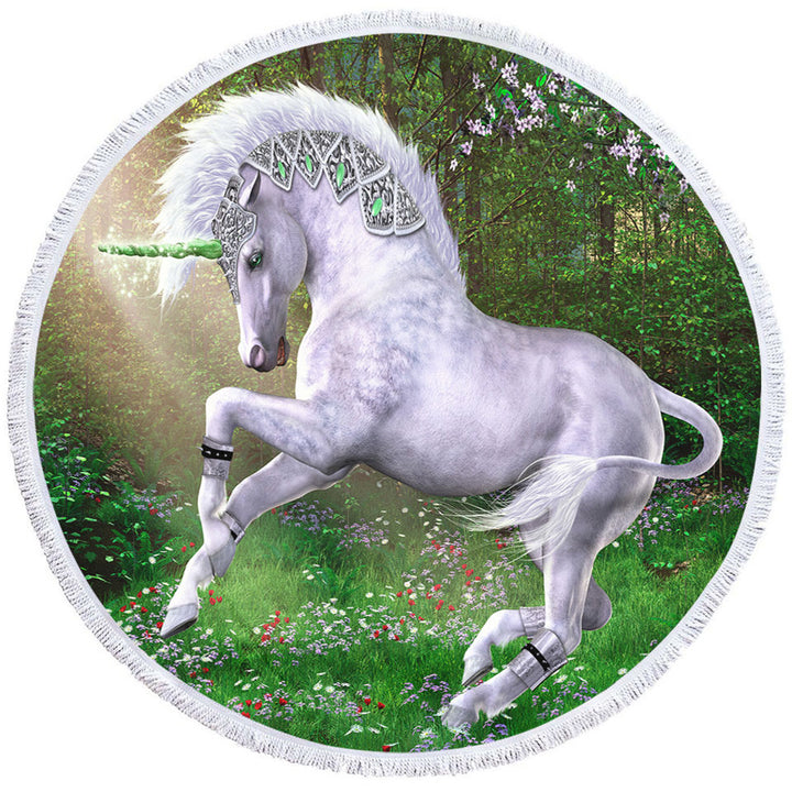 Fantasy Art Jade the Unicorn Circle beach Towel for Girls