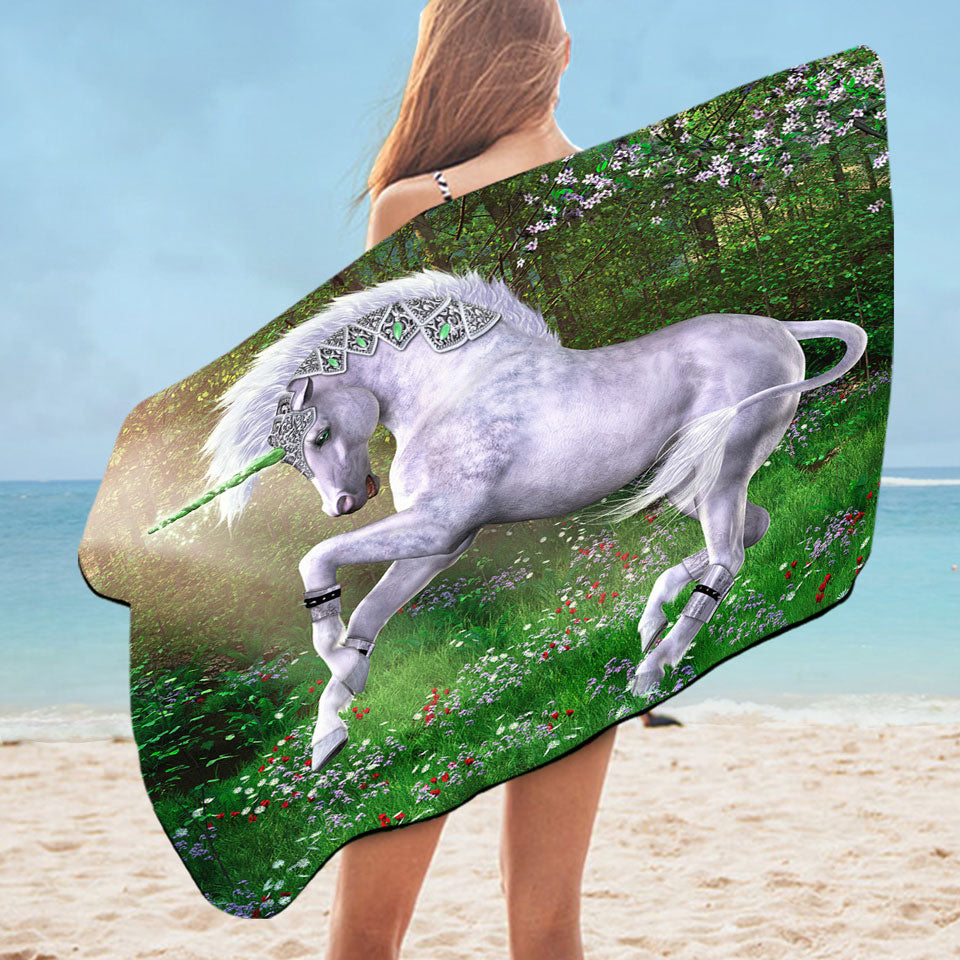 Fantasy Art Jade the Unicorn Pool Towels for Girls