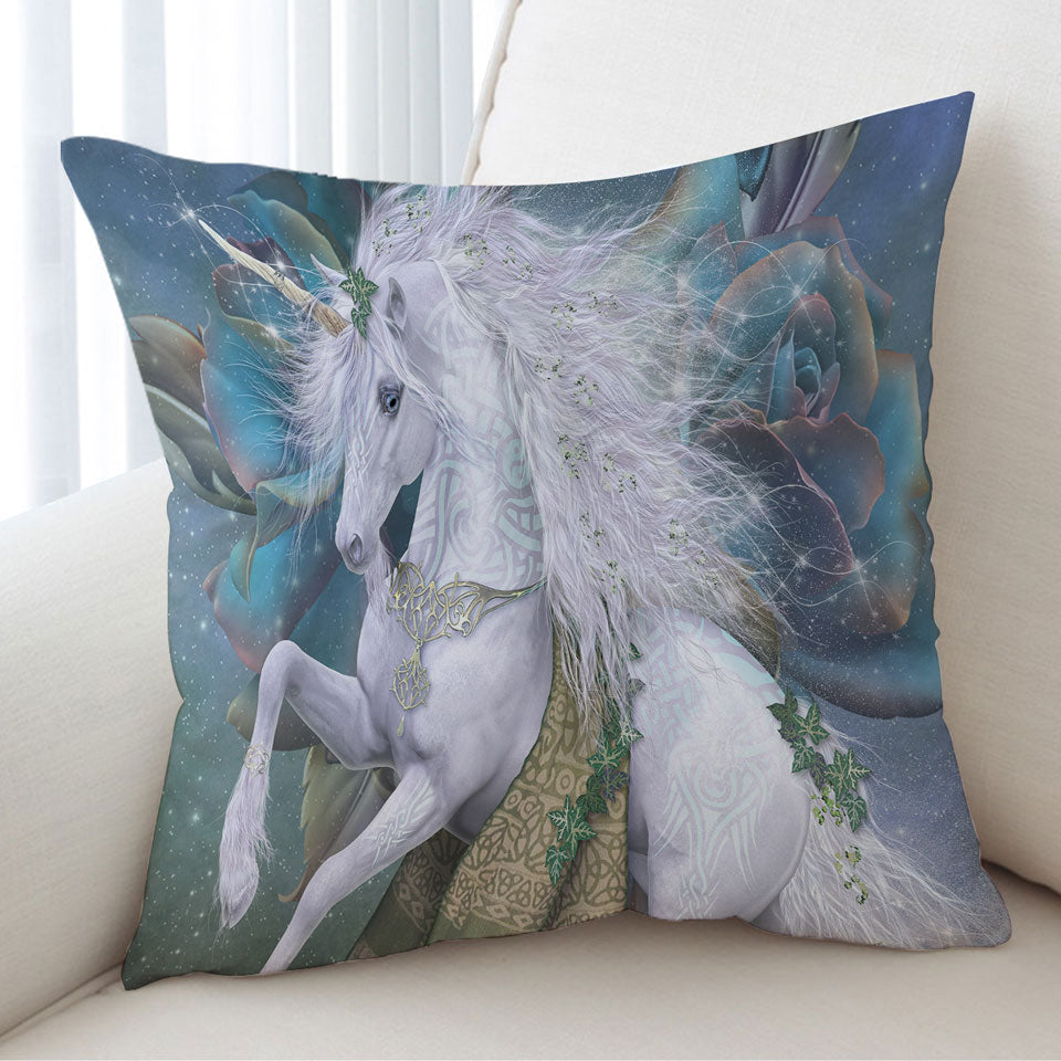 Fantasy Art Magical White Unicorn Cushions