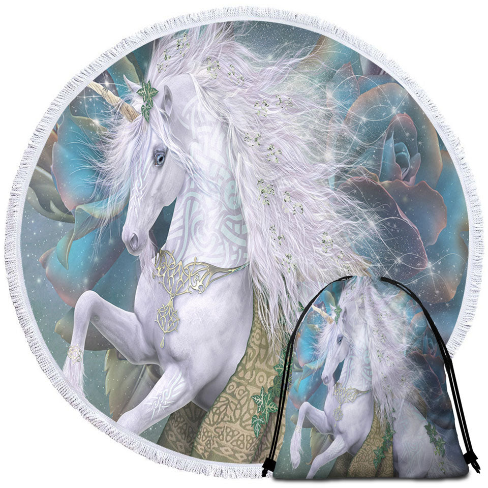 Fantasy Art Magical White Unicorn Microfiber Towels For Travel