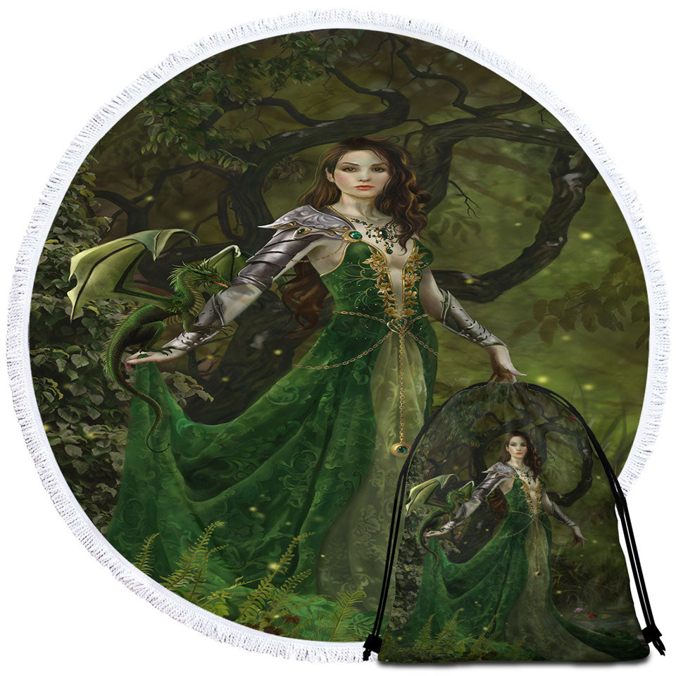 Fantasy Art Microfiber Towels For Travel Astranai the Beautiful Forest and Dragon Princess