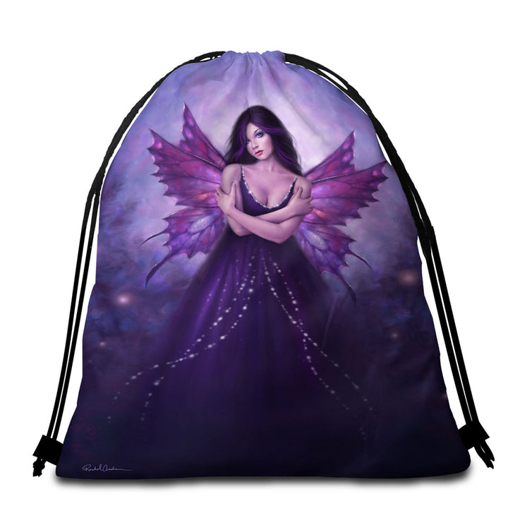 Fantasy Art Mirabella Beautiful Butterfly Girl Beach Towel Bags