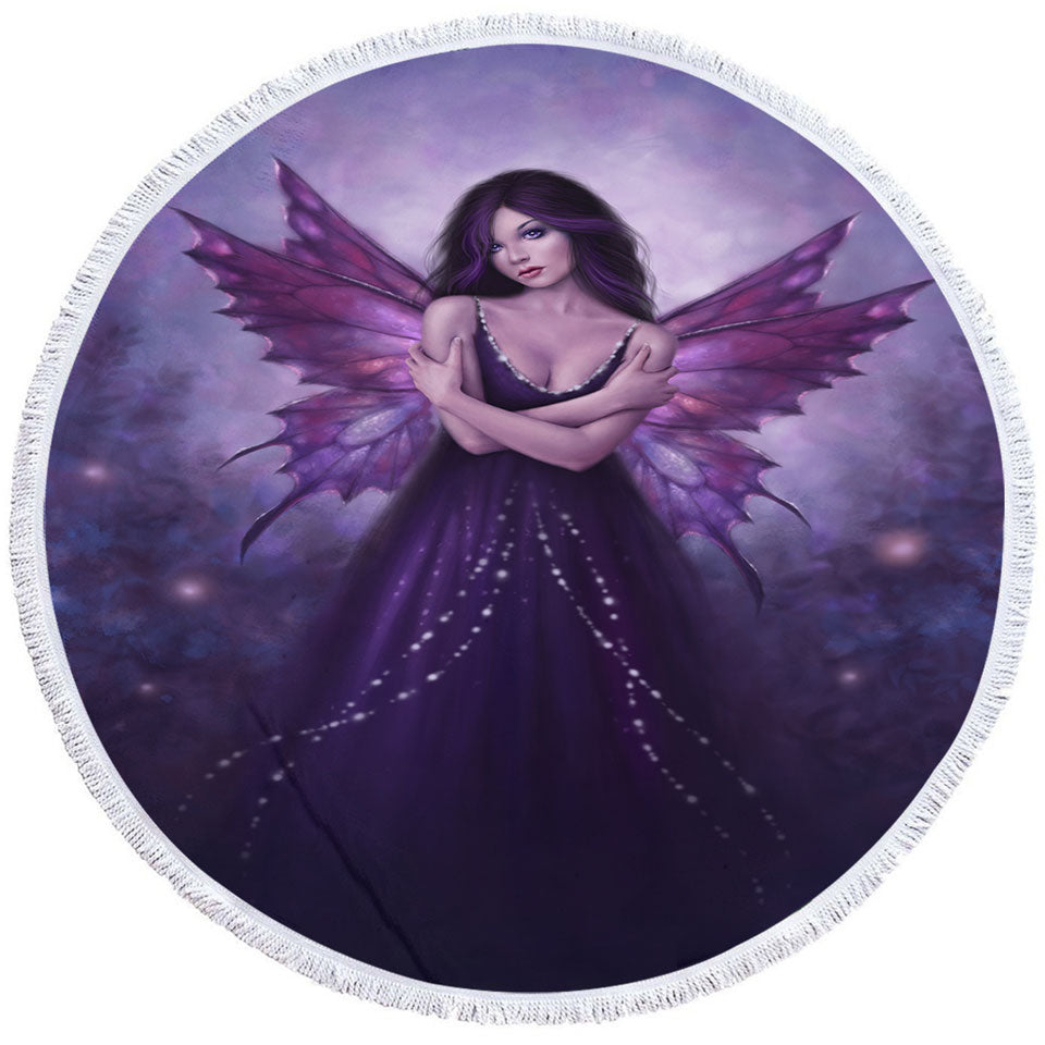 Fantasy Art Mirabella Beautiful Butterfly Girl Circle Towel