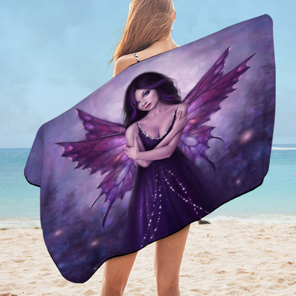 Fantasy Art Mirabella Beautiful Butterfly Girl Microfiber Beach Towel