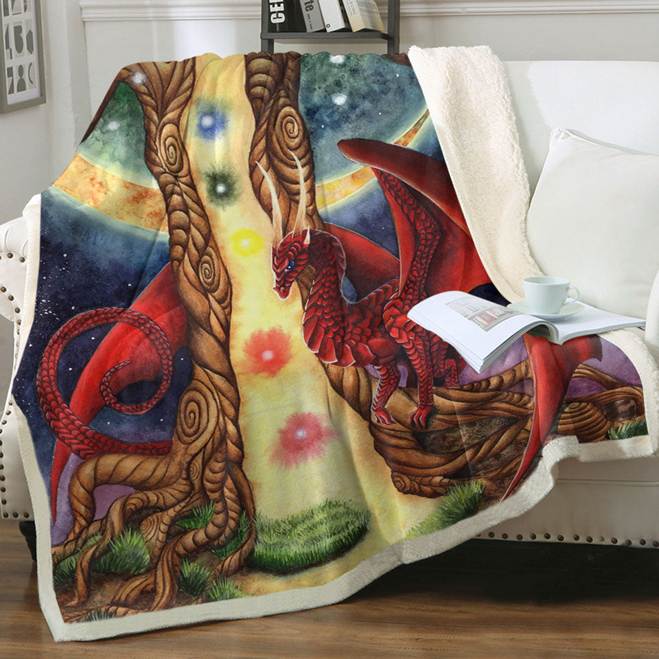 products/Fantasy-Art-Morning-vs-Night-Tree-and-Red-Dragon-Decorative-Throws