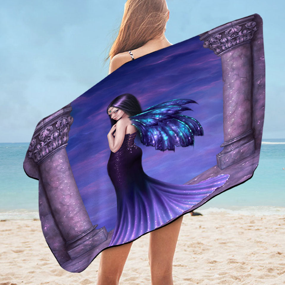 Fantasy Art Mystique Mysterious Beautiful Fairy Microfiber Beach Towel