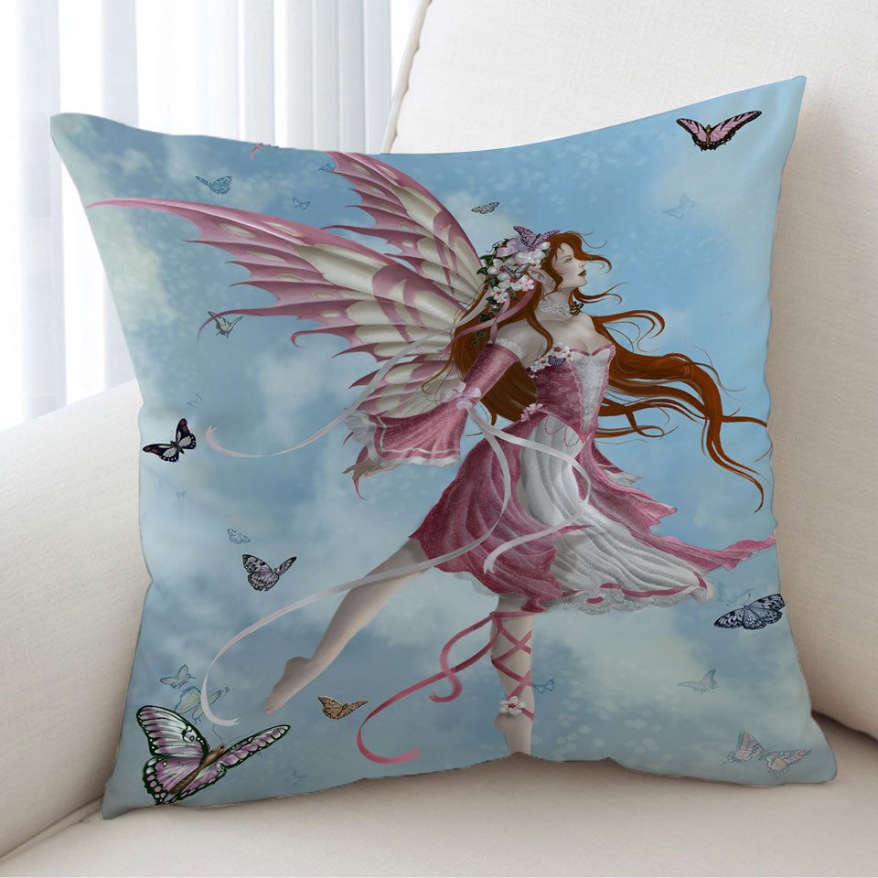 Fantasy Art Pink Butterfly Girl Sofa Pillows