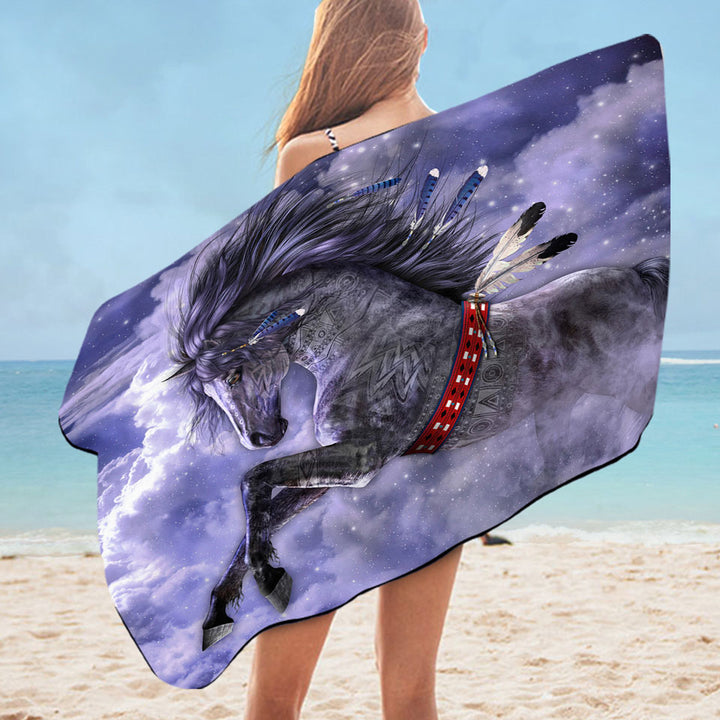 Fantasy Art Pool Towels Spirit Horse in the Clouds