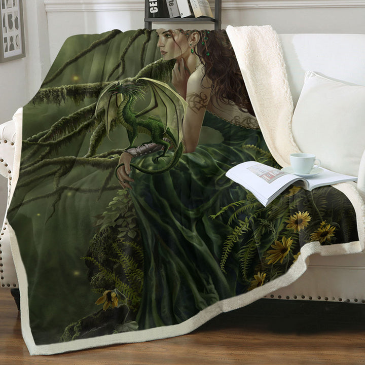 products/Fantasy-Art-Queen-of-Fate-and-Dragon-Throw-Blankets