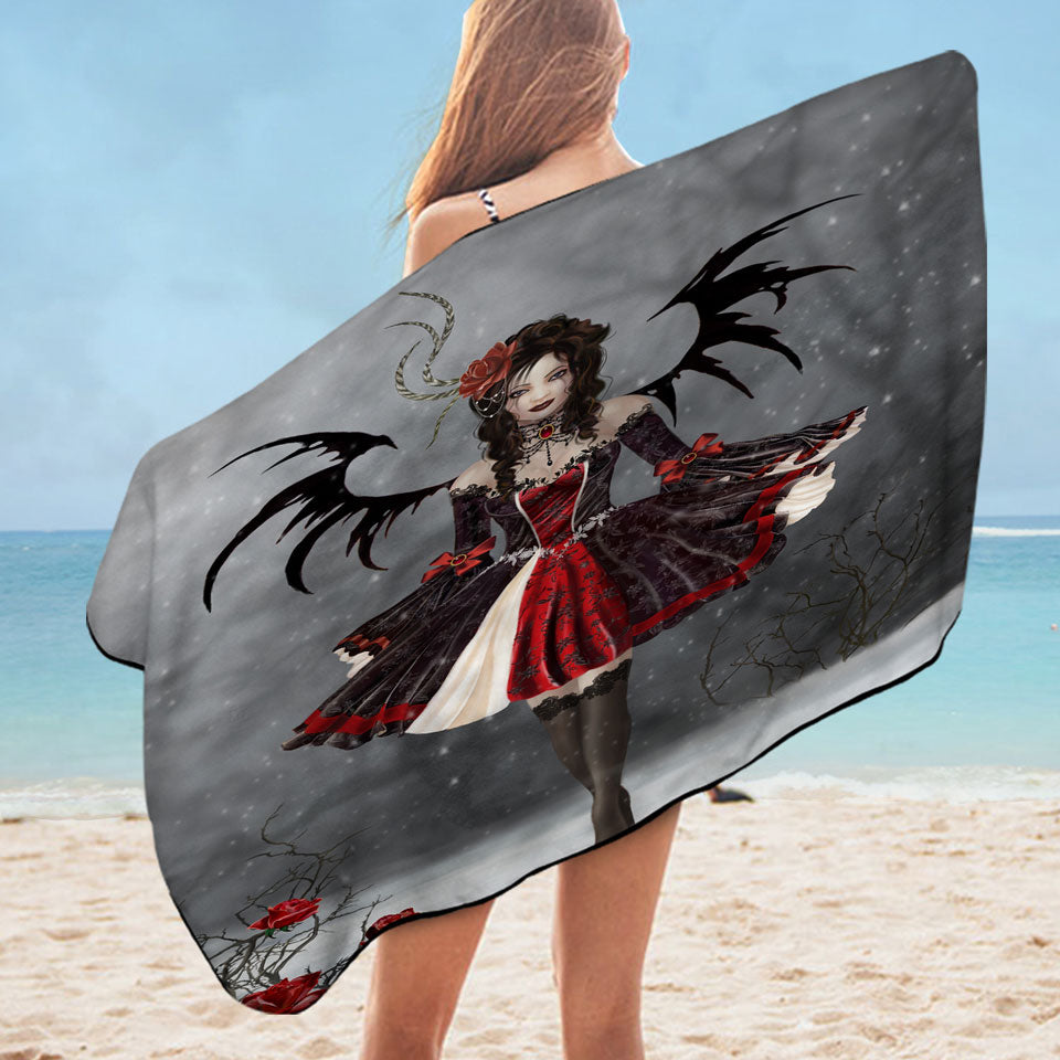 Fantasy Art Roses and Gothic Princess Beach Towels