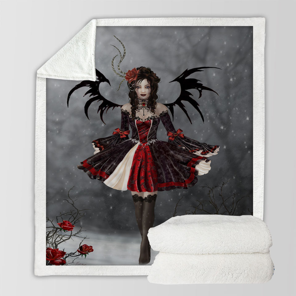 products/Fantasy-Art-Roses-and-Gothic-Princess-Sherpa-Blanket