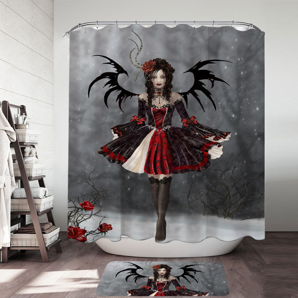 Fantasy Art Roses and Gothic Princess Shower Curtain