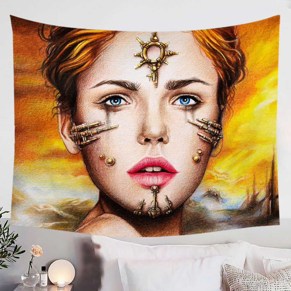 Fantasy-Art-Shibalba-Beautiful-Warrior-Woman-Tapestry-Wall-Hanging