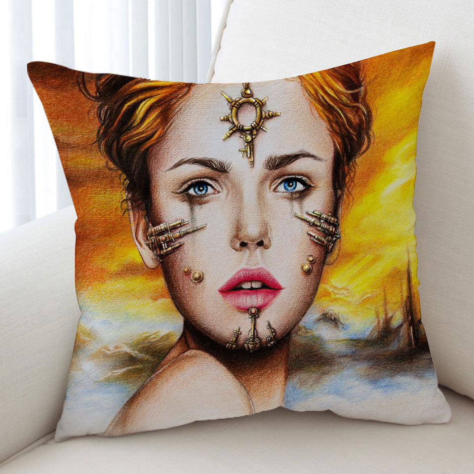Fantasy Art Shibalba Beautiful Warrior Woman Throw Pillow
