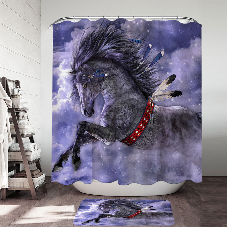 Fantasy Art Shower Curtains Spirit Horse in the Clouds