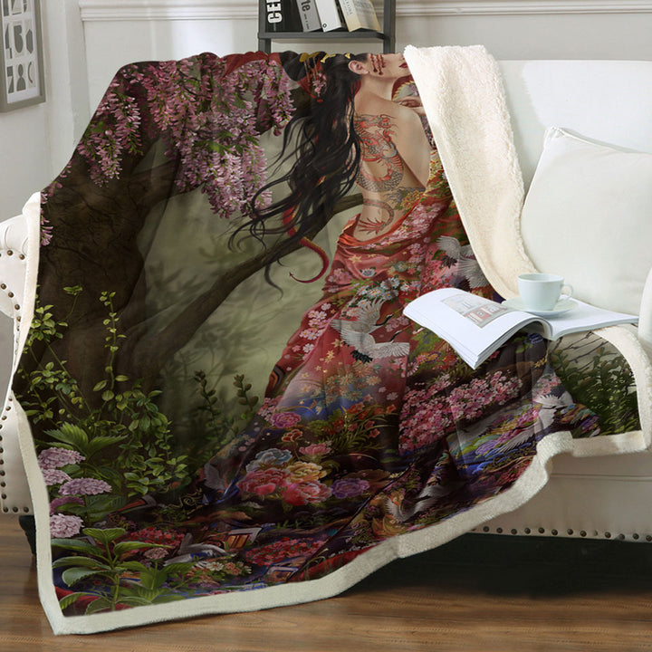 products/Fantasy-Art-Silk-the-Japanese-Garden-Fairy-Unique-Blankets