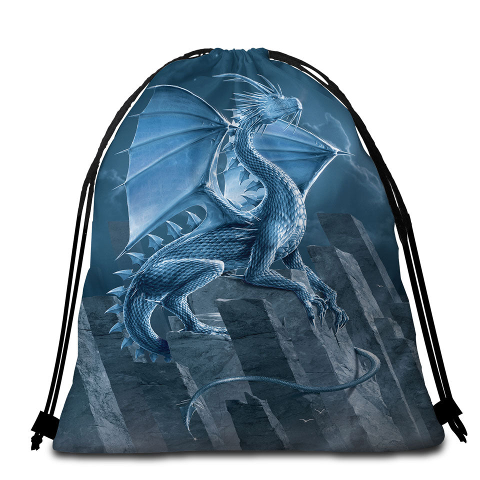 Fantasy Art Silver Dragon Beach Towel Pack