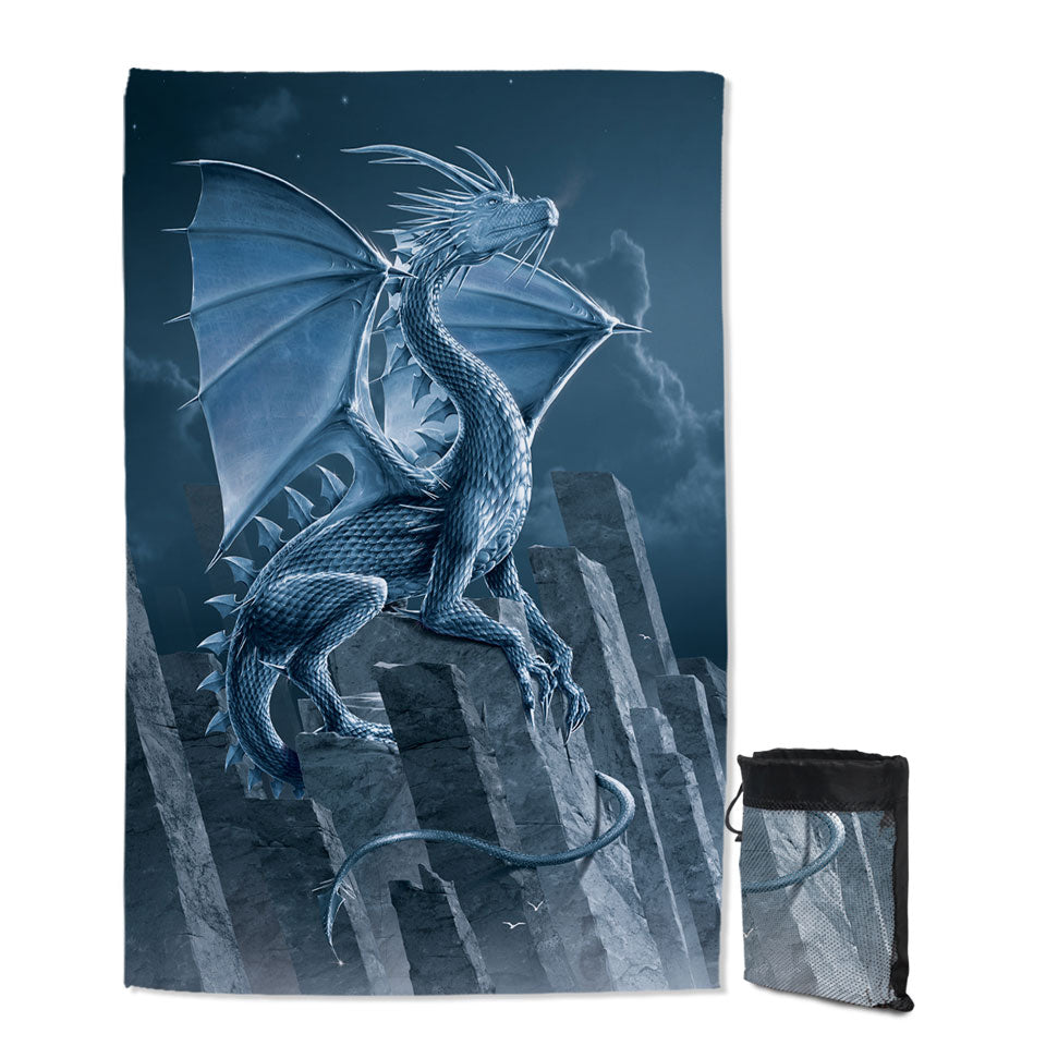 Fantasy Art Silver Dragon Giant Beach Towel